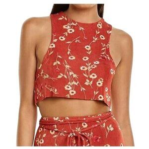 We Wore What Womens Roses and Daisies Floral Tank Crop Top